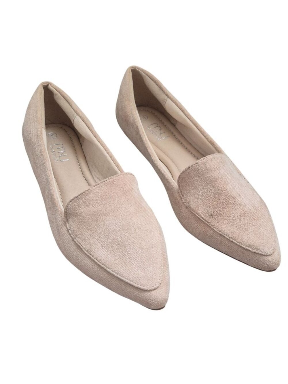 Mussho Beige Ballet Flats Pointed Toe Luna Vega Loafers Slip-On Suede Womens 8
